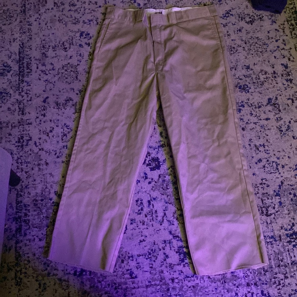 Dickies 874 original flex 38x36 trimmed at bottoms but still fit baggy.